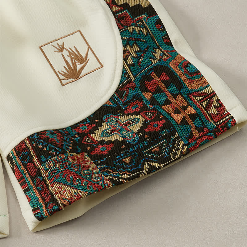 Buddha Stones Pantaloncini da uomo estivi in ​​stile boho con coulisse in vita elasticizzata e finiture geometriche, con tasche. - image 29