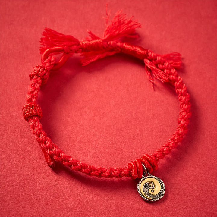 Buddha Stones Bracciale di equilibrio in rame Yin Yang con filo rosso - image 1