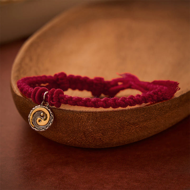 Buddha Stones Bracciale di equilibrio in rame Yin Yang con filo rosso - Corda rosso scuro - image 10