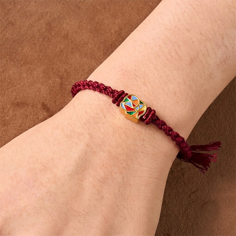 Buddha Stones Bracciale regolabile tibetano con elefante e cordino rosso. - image 10