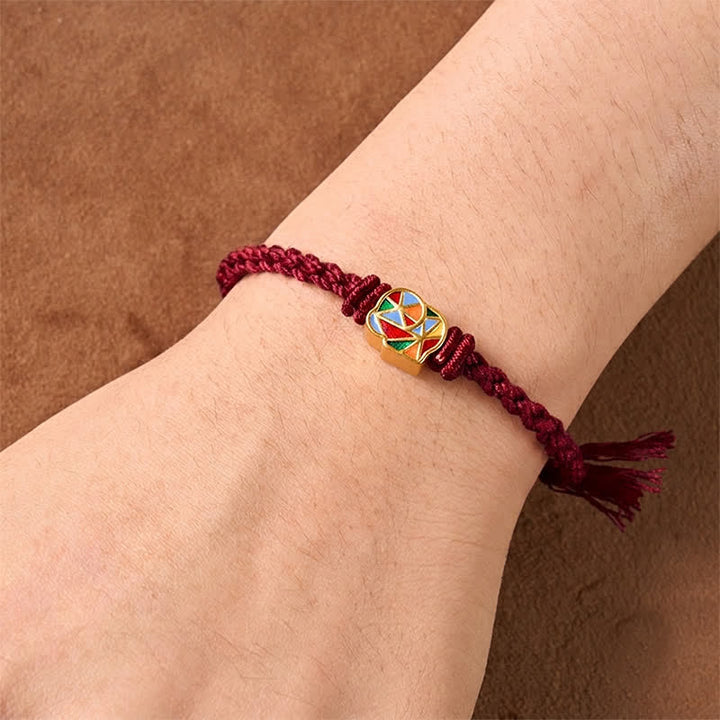 Buddha Stones Bracciale regolabile tibetano con elefante e cordino rosso. - image 10
