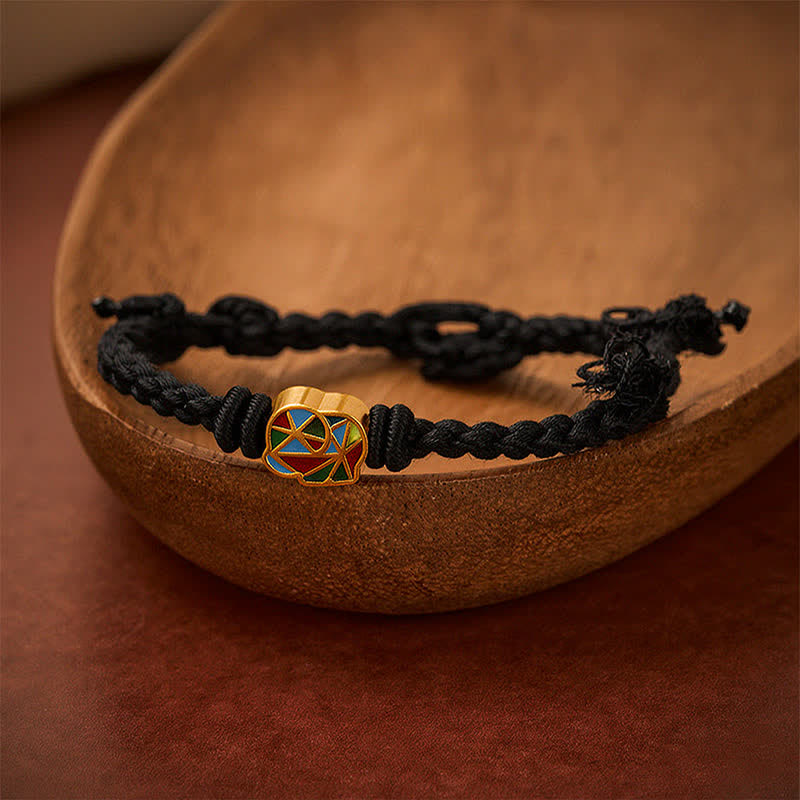 Buddha Stones Bracciale regolabile tibetano con elefante e cordino rosso. - Nero (Circonferenza del polso: 5,5–6,7 pollici/14–17 cm) - image 11