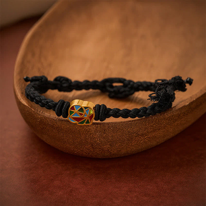 Buddha Stones Bracciale regolabile tibetano con elefante e cordino rosso. - Nero (Circonferenza del polso: 5,5–6,7 pollici/14–17 cm) - image 11