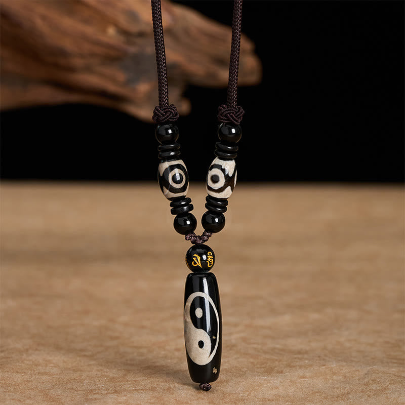 Buddha Stones Collana con corda Yin Yang e onice nera - Yin Yang (Equilibrio ♥ Armonia) - image 0