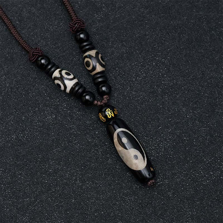 Buddha Stones Collana con corda Yin Yang e onice nera - image 2