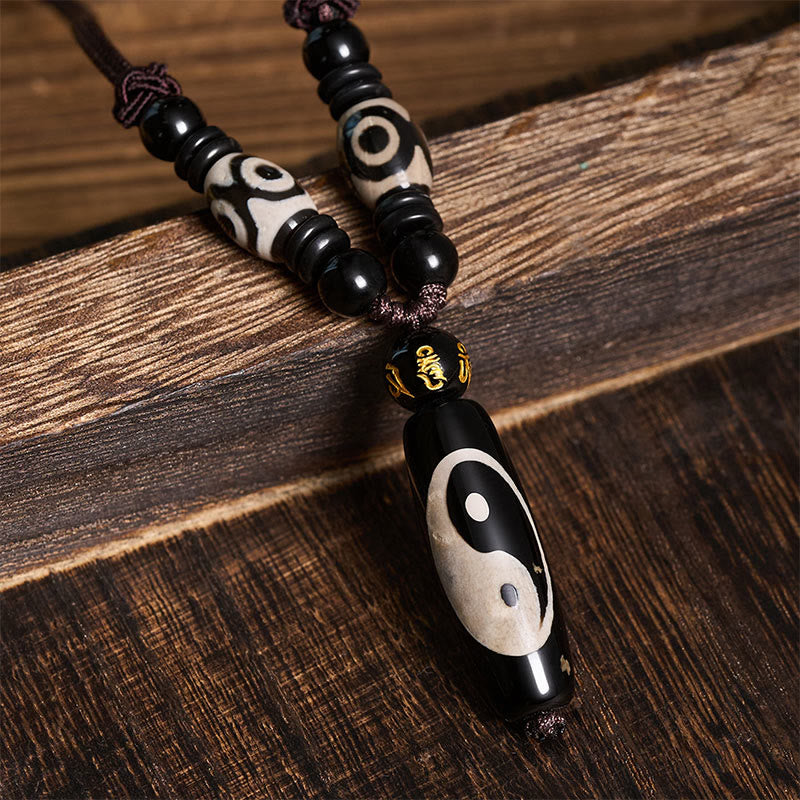 Buddha Stones Collana con corda Yin Yang e onice nera - image 4