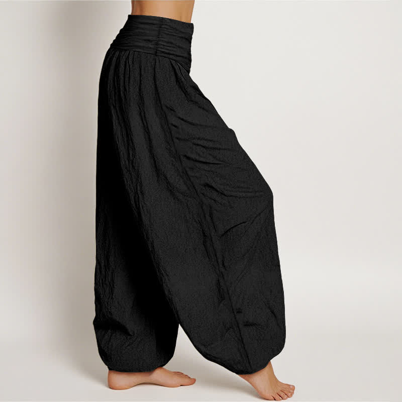 Buddha Stones Pantaloni harem da donna in puro cotone con motivo mandala zen e vita elasticizzata. - image 1