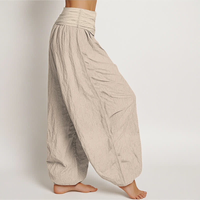 Buddha Stones Pantaloni harem da donna in puro cotone con motivo mandala zen e vita elasticizzata. - image 15