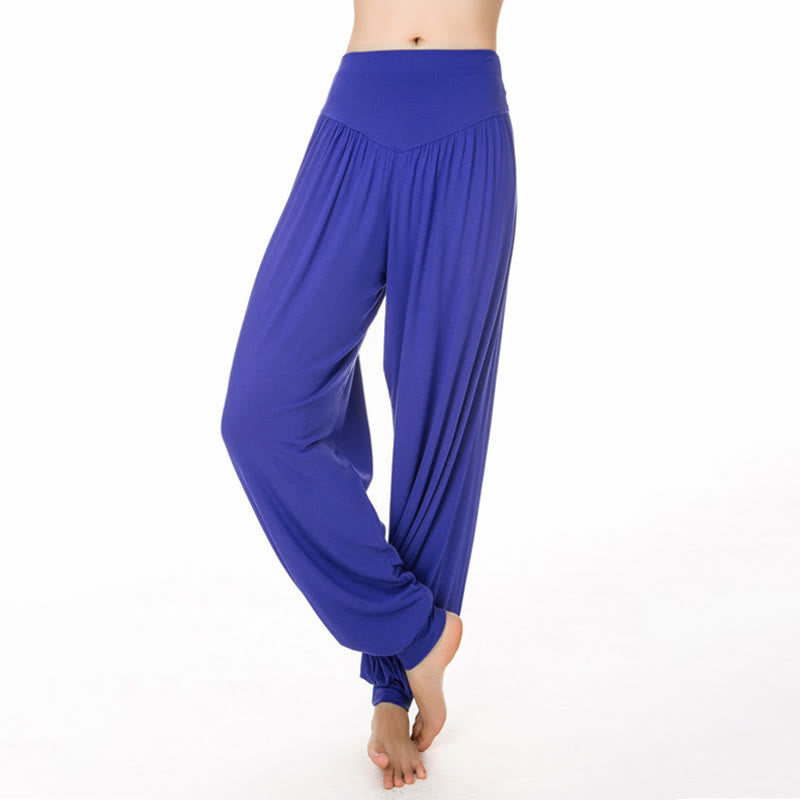 Pantaloni harem da yoga e danza in modal, tinta unita, Buddha Stones - Blu reale - US12, UK/AU16, EU44 (3XL) - image 26
