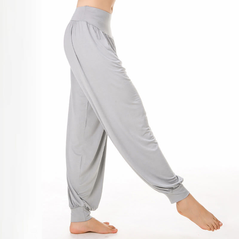 Pantaloni harem da yoga e danza in modal, tinta unita, Buddha Stones - Grigio chiaro - US12, UK/AU16, EU44 (3XL) - image 8