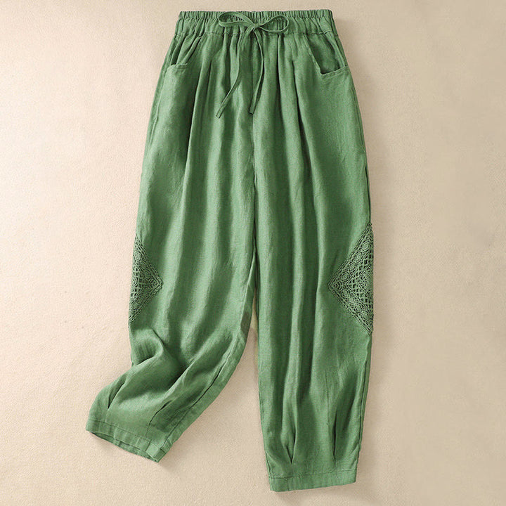 Pantaloni harem da donna estivi con coulisse e tasche Buddha Stones - Verde pallido - US8-10, UK/AU12-14, EU40-42 (2XL) - image 6