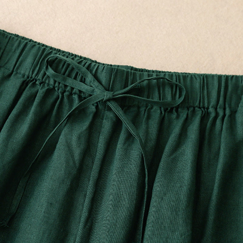 Pantaloni capri da donna estivi con elastico in vita e gamba larga, modello cropped, con tasche, Buddha Stones. - image 24