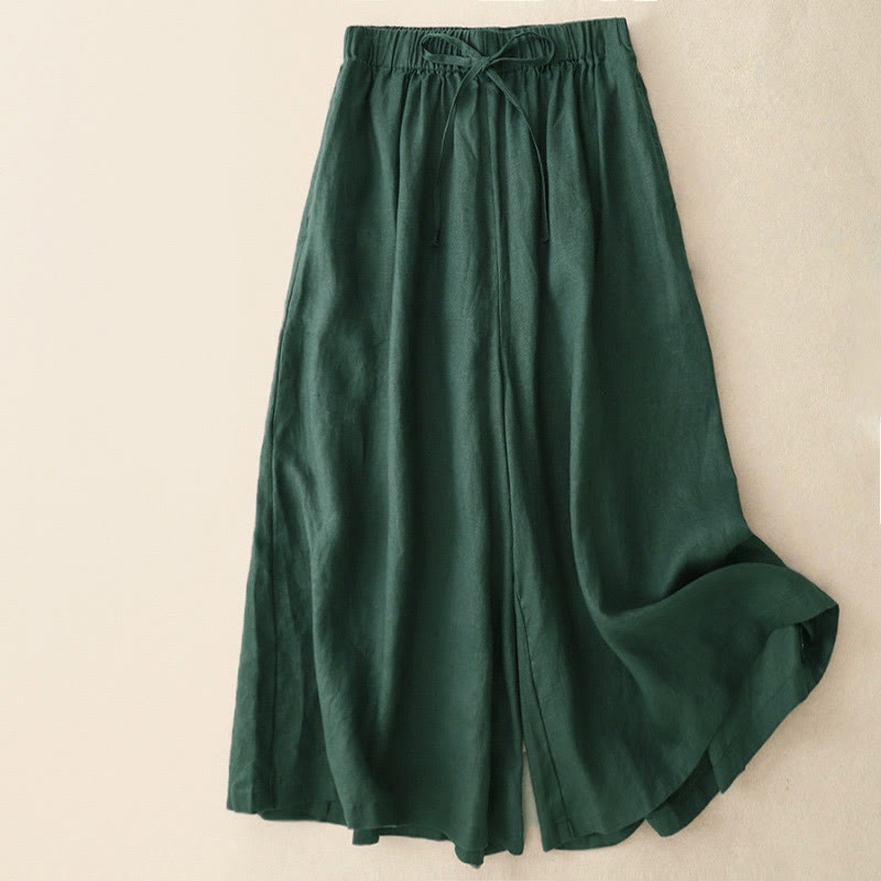 Pantaloni capri da donna estivi con elastico in vita e gamba larga, modello cropped, con tasche, Buddha Stones. - Verde mare - US14, UK/AU18, EU46 (3XL) - image 23