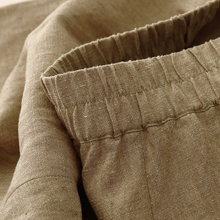 Pantaloni da donna casual a gamba larga con elastico in vita e tasche, con stampa Buddha Stones. - image 8