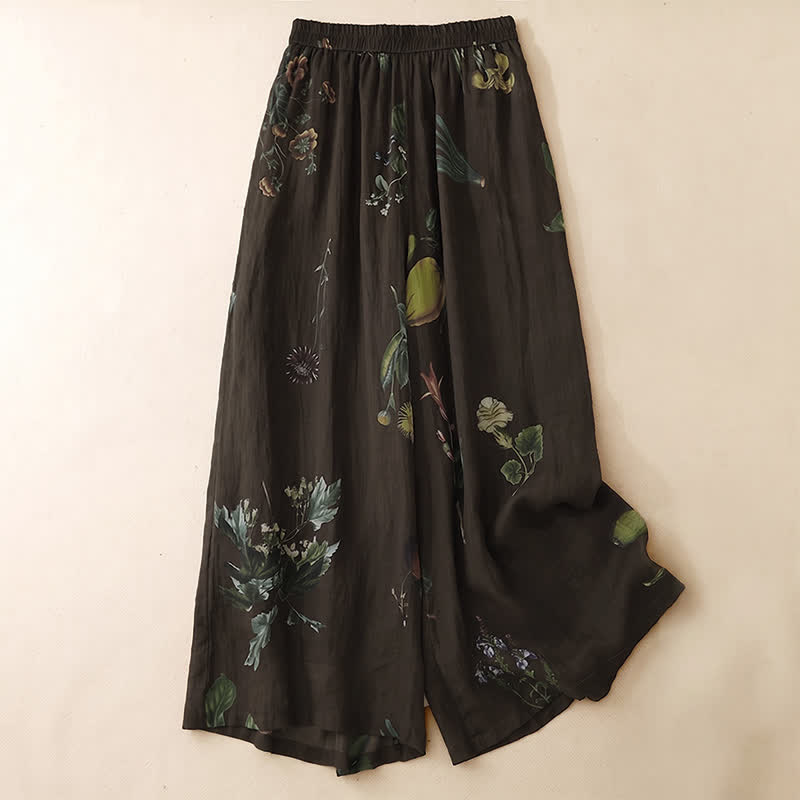 Buddha Stones Pantaloni alla caviglia da donna in stile boho floreale per primavera/estate, a gamba larga con tasche. - image 16