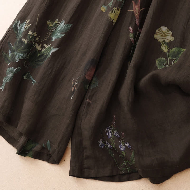 Buddha Stones Pantaloni alla caviglia da donna in stile boho floreale per primavera/estate, a gamba larga con tasche. - image 21