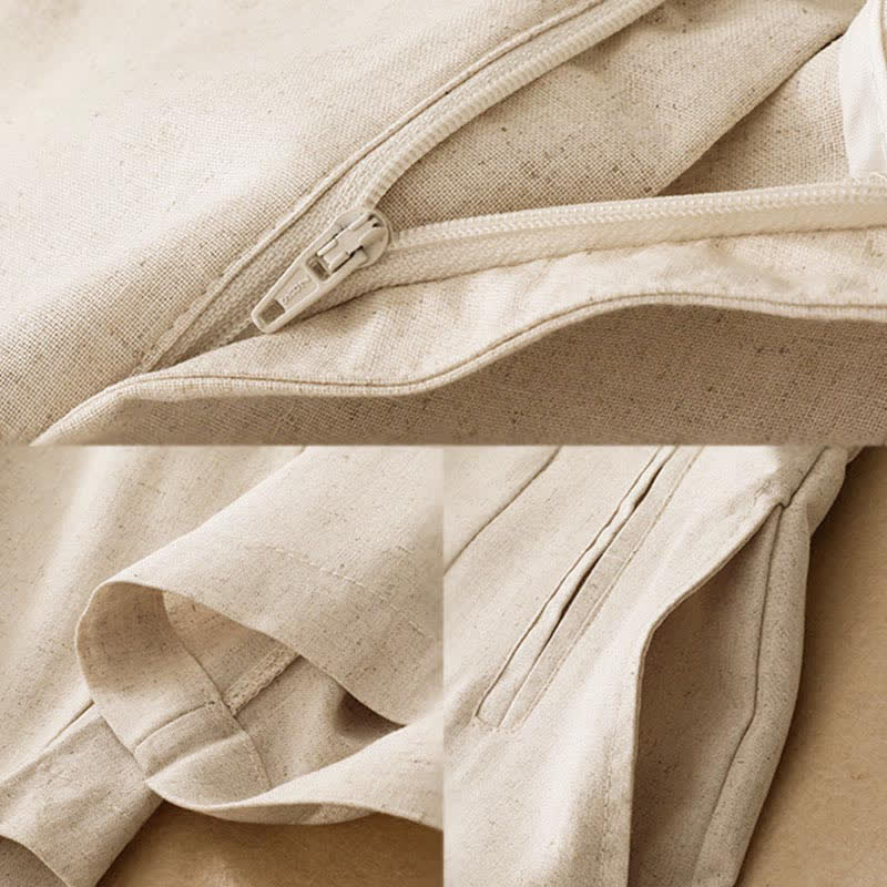 Buddha Stones Pantaloni harem da donna in lino tinta unita, a vita alta, con bottoni, stile estivo minimalista e tasche. - image 13