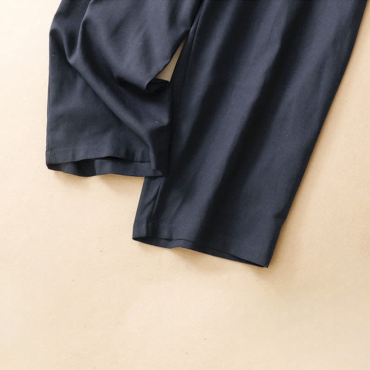 Buddha Stones Pantaloni harem da donna in lino tinta unita, a vita alta, con bottoni, stile estivo minimalista e tasche. - image 7