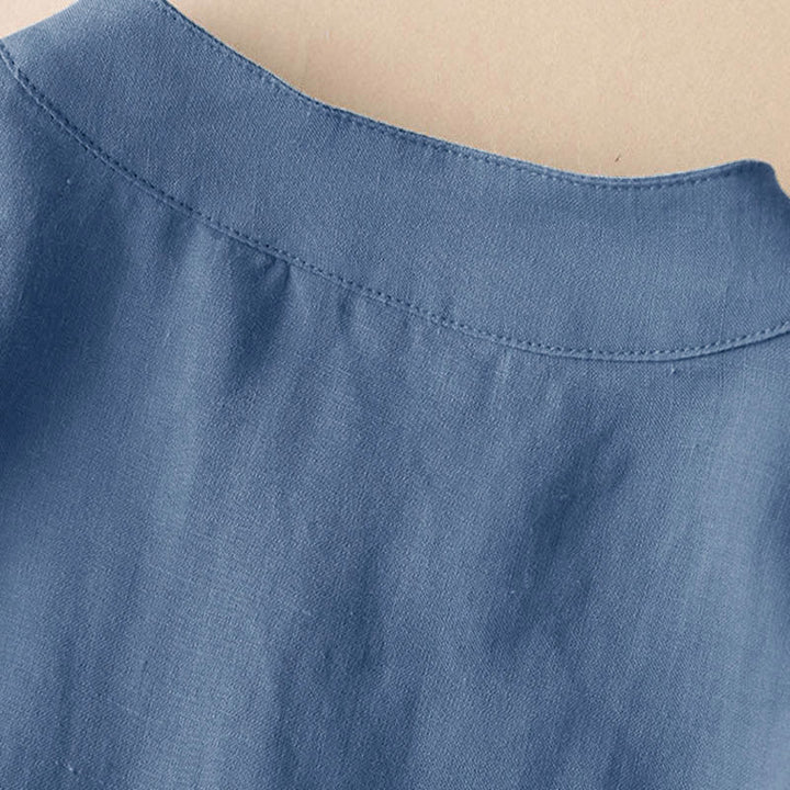 Camicia casual da donna in cotone e lino con scollo a V e maniche a tre quarti, motivo Buddha Stones - image 6