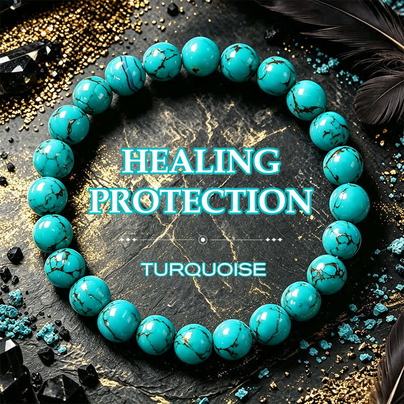 Buddha Stones Bracciale protettivo con perline turchesi - Turchese (Purificazione ♥ Serenità) - image 0