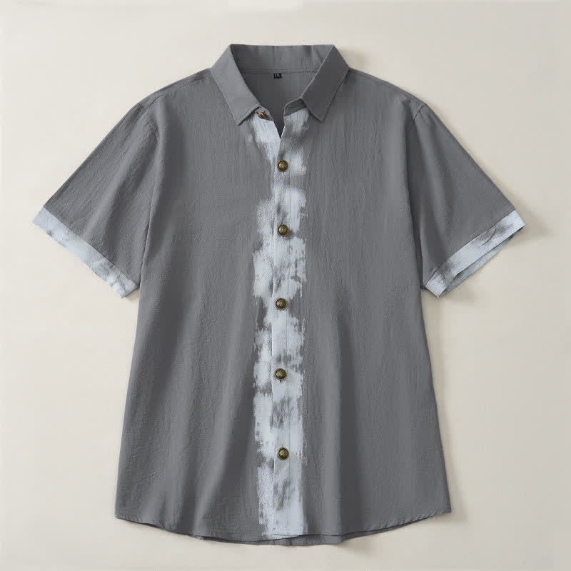 Buddha Stones Camicia da uomo a maniche corte, stile boho estivo casual, con stampa tie-dye. - image 17