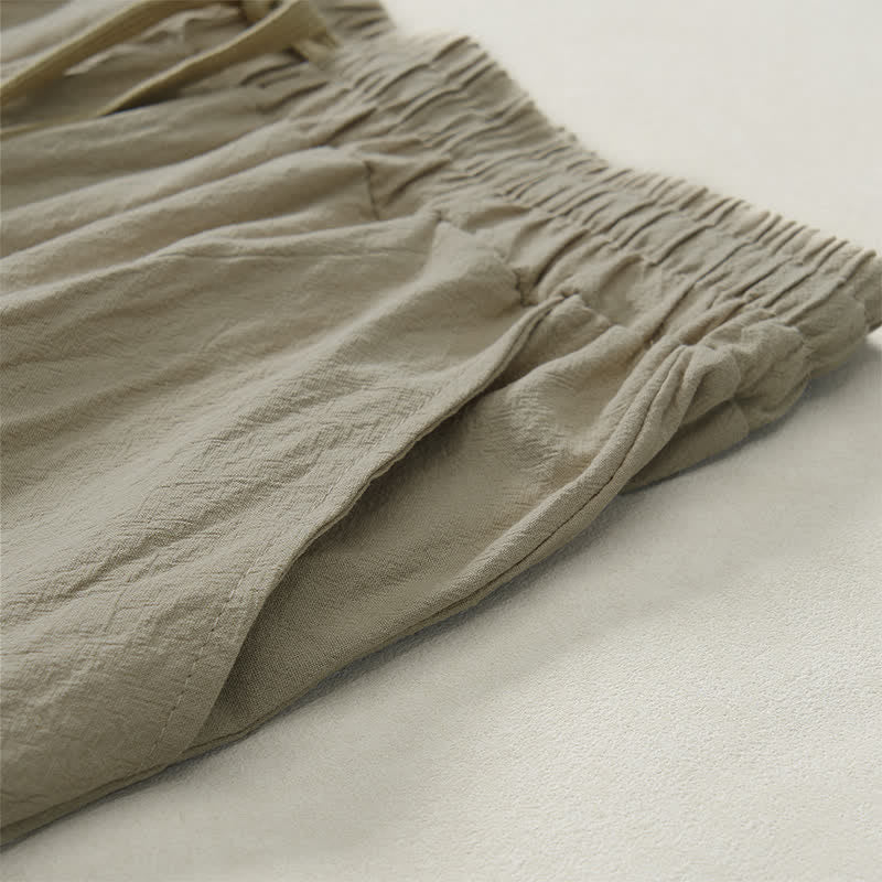 Buddha Stones Pantaloni lunghi da uomo a gamba dritta, tinta unita, con coulisse, ideali per l'autunno, con tasche. - image 7