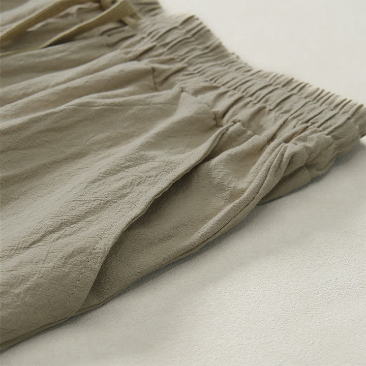Buddha Stones Pantaloni lunghi da uomo a gamba dritta, tinta unita, con coulisse, ideali per l'autunno, con tasche. - image 7