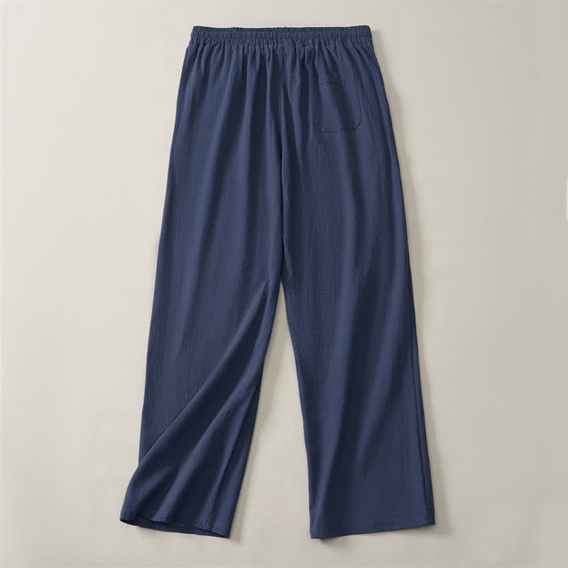 Buddha Stones Pantaloni lunghi da uomo a gamba dritta, tinta unita, con coulisse, ideali per l'autunno, con tasche. - image 14