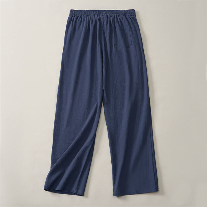 Buddha Stones Pantaloni lunghi da uomo a gamba dritta, tinta unita, con coulisse, ideali per l'autunno, con tasche. - image 14