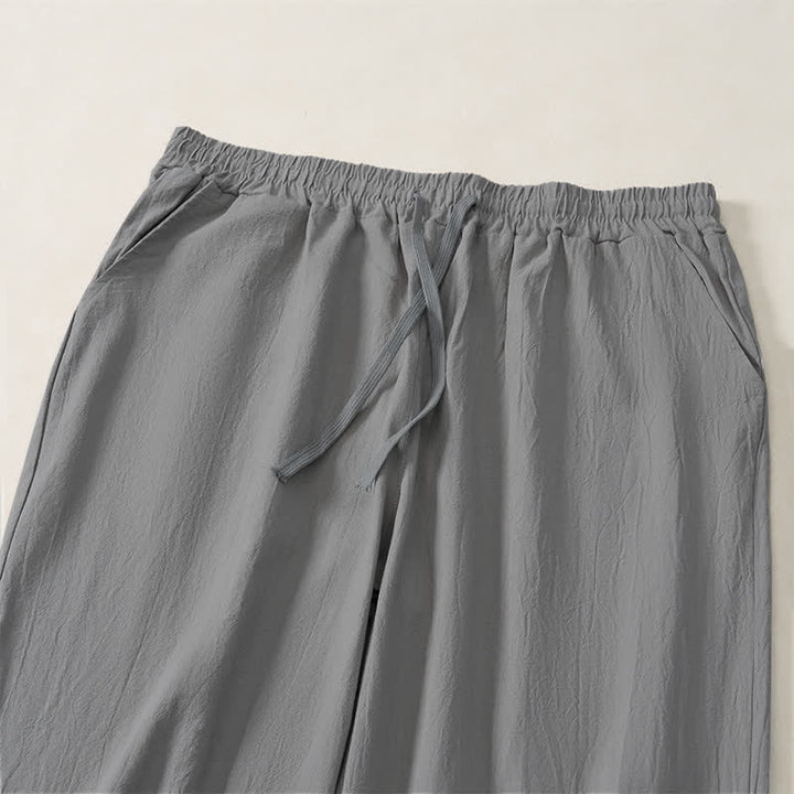 Buddha Stones Pantaloni lunghi da uomo a gamba dritta, tinta unita, con coulisse, ideali per l'autunno, con tasche. - image 25