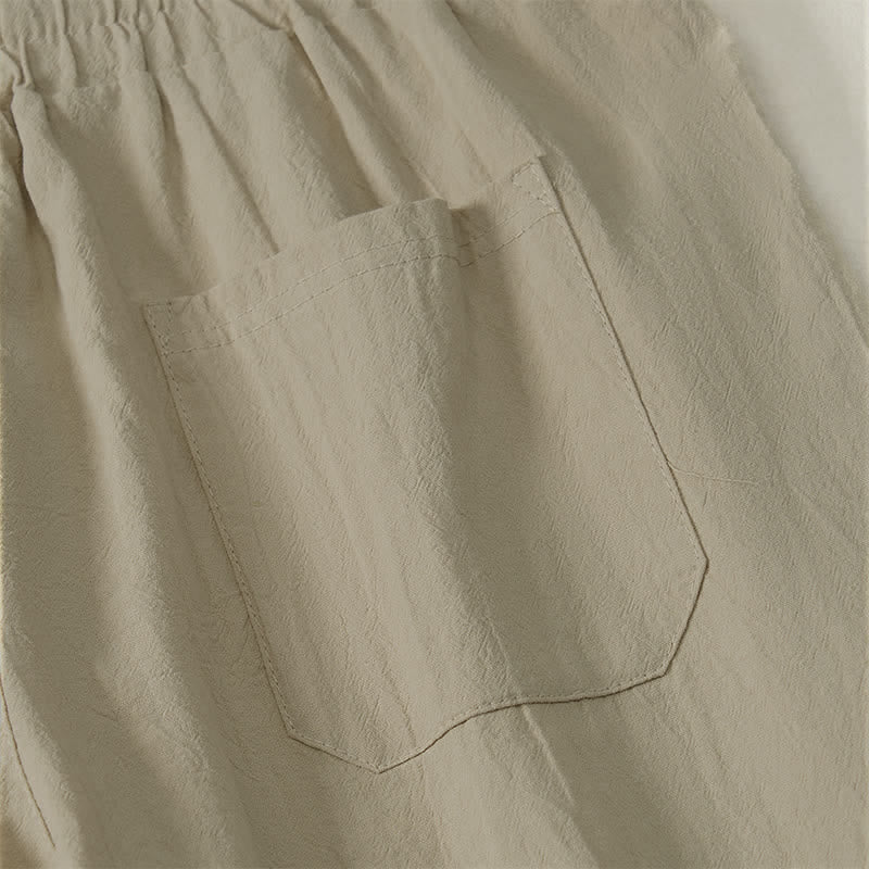 Buddha Stones Pantaloni lunghi da uomo a gamba dritta, tinta unita, con coulisse, ideali per l'autunno, con tasche. - image 8