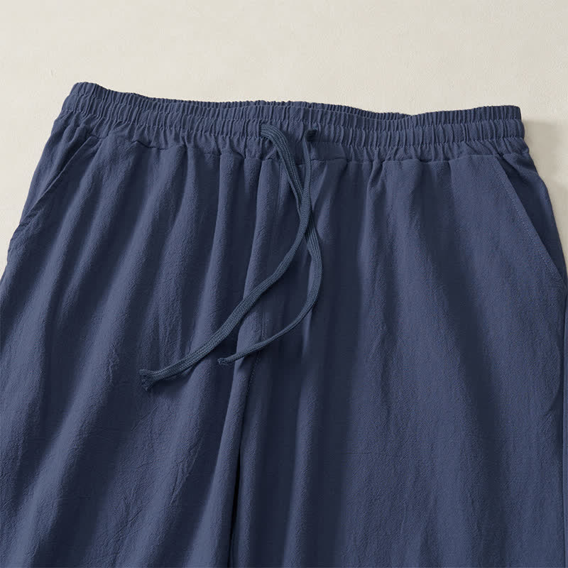 Buddha Stones Pantaloni lunghi da uomo a gamba dritta, tinta unita, con coulisse, ideali per l'autunno, con tasche. - image 15