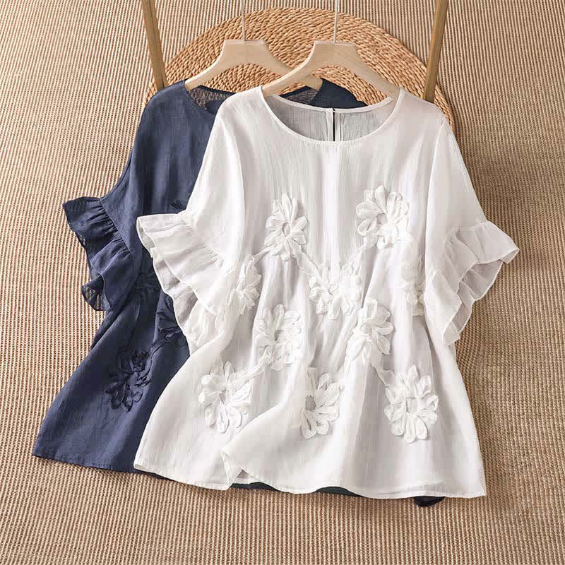 Buddha Stones T-shirt da donna a maniche corte, stile boho estivo casual, con stampa floreale. - image 13