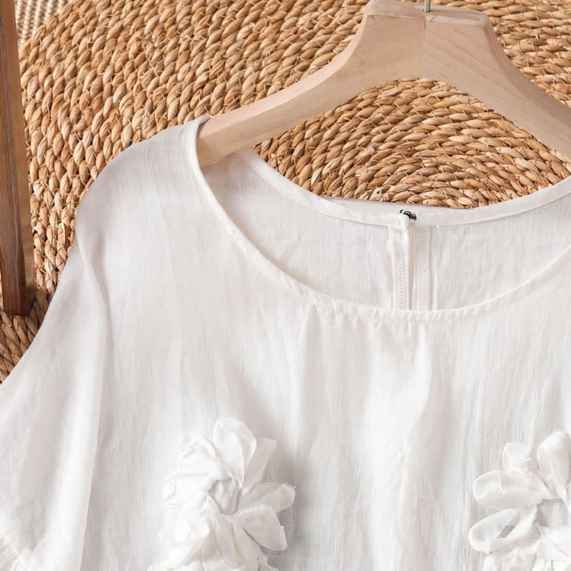 Buddha Stones T-shirt da donna a maniche corte, stile boho estivo casual, con stampa floreale. - image 2