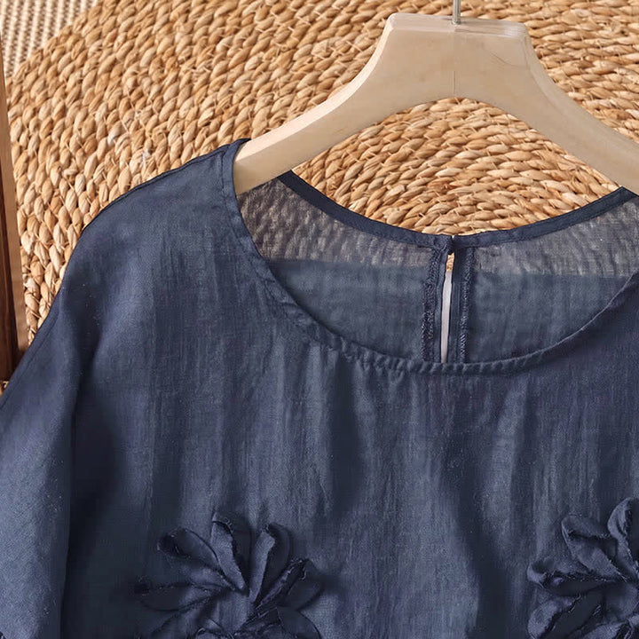 Buddha Stones T-shirt da donna a maniche corte, stile boho estivo casual, con stampa floreale. - image 8
