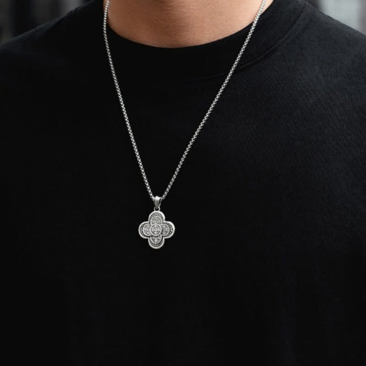 Buddha Stones Collana portafortuna vintage in rame con cinque monete imperiali e design a trifoglio. - image 11