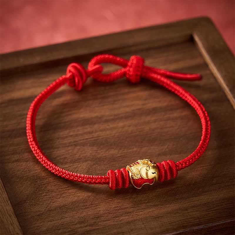 Buddha Stones Braccialetto di protezione portafortuna con cordino rosso e elefante rosso - Rosso (Circonferenza del polso 5,9–6,7 pollici / 15–17 cm) - image 9