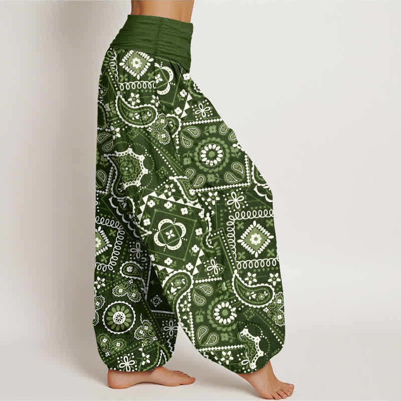 Buddha Stones Pantaloni harem da donna in cotone con motivo patchwork paisley e vita elasticizzata. - image 6
