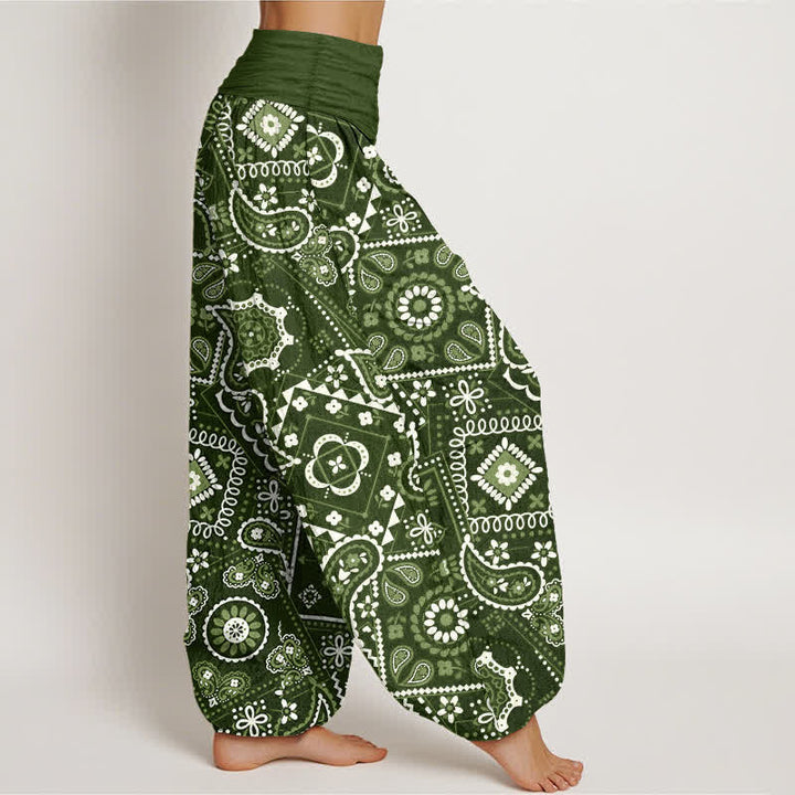 Buddha Stones Pantaloni harem da donna in cotone con motivo patchwork paisley e vita elasticizzata. - image 6