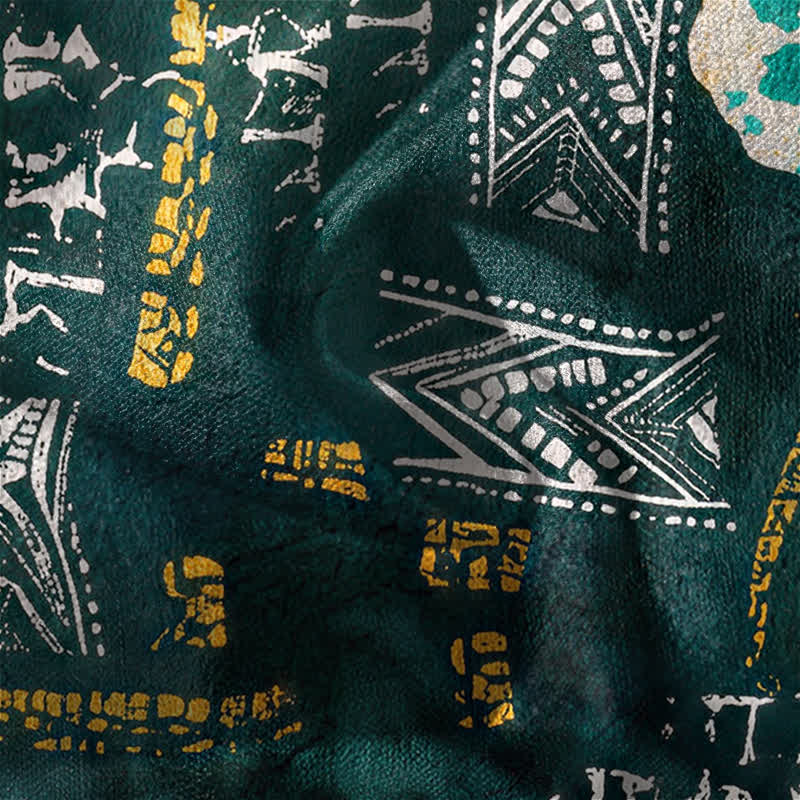Buddha Stones Pantaloni da uomo affusolati in puro cotone con motivo geometrico a medaglione in stile boho e coulisse, con tasche. - image 6