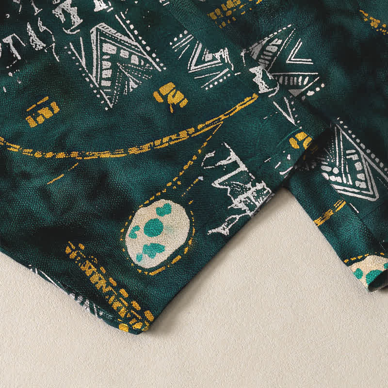 Buddha Stones Pantaloni da uomo affusolati in puro cotone con motivo geometrico a medaglione in stile boho e coulisse, con tasche. - image 5