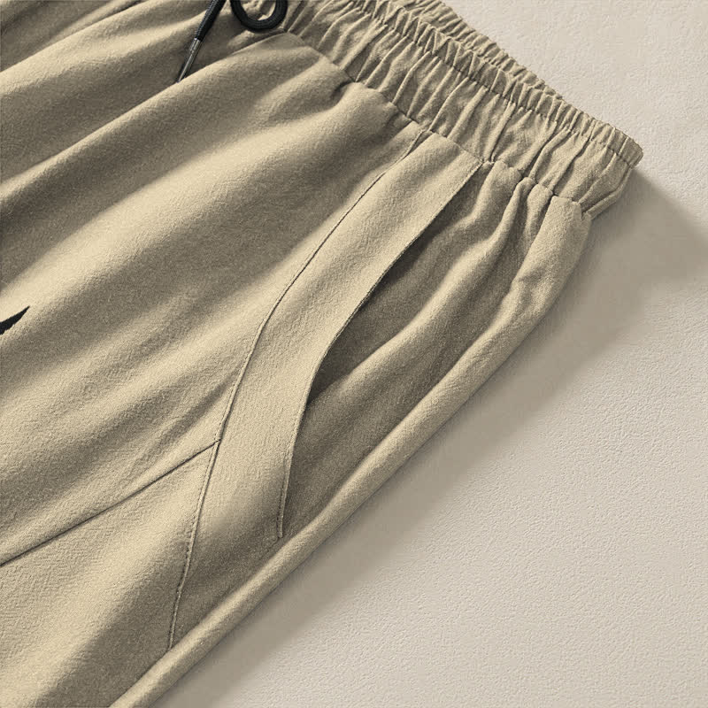 Buddha Stones Pantaloni da uomo affusolati in puro cotone con motivo tribale a sole e coulisse, con tasche. - image 4
