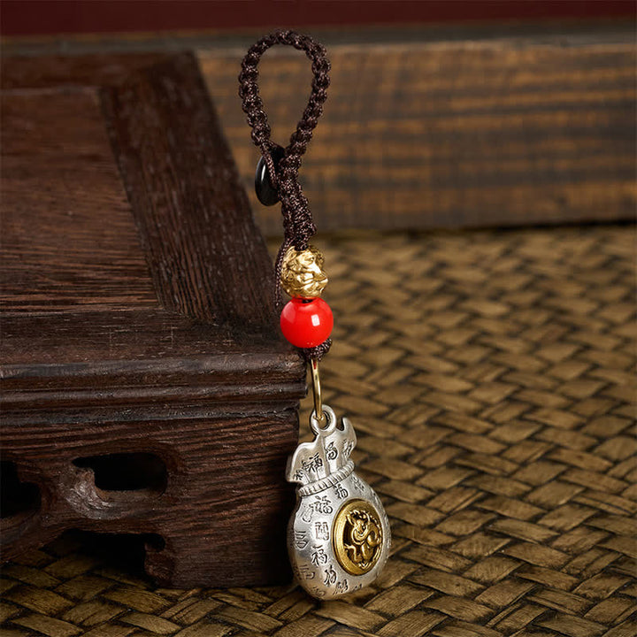 Buddha Stones Portachiavi intrecciati con il carattere Fu dello zodiaco cinese, portafortuna. - image 18