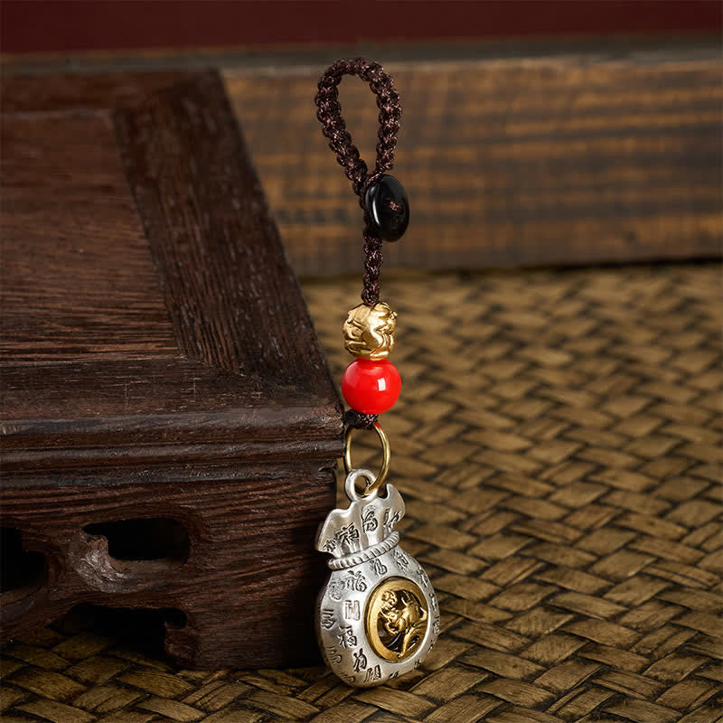 Buddha Stones Portachiavi intrecciati con il carattere Fu dello zodiaco cinese, portafortuna. - image 10