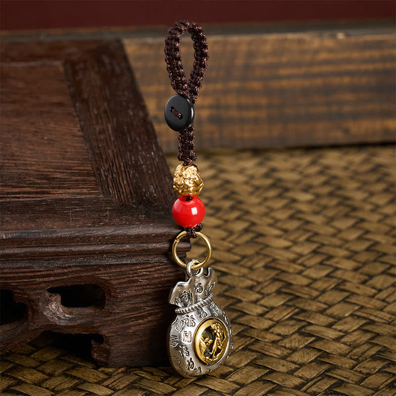Buddha Stones Portachiavi intrecciati con il carattere Fu dello zodiaco cinese, portafortuna. - image 14