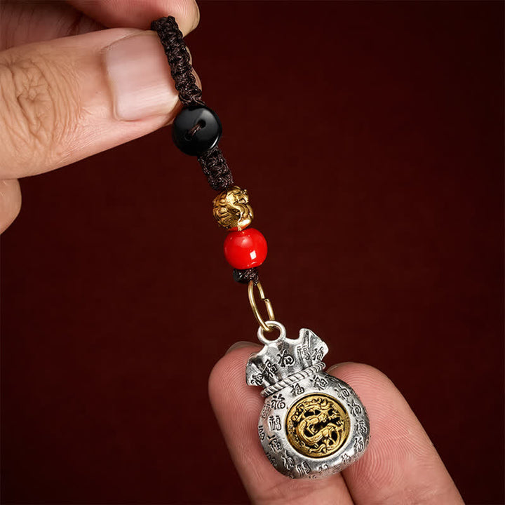 Buddha Stones Portachiavi intrecciati con il carattere Fu dello zodiaco cinese, portafortuna. - image 2