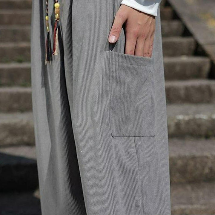 Buddha Stones Pantaloni casual autunno/inverno con coulisse e tasche applicate, pantaloni alla caviglia da uomo affusolati con tasca - image 26
