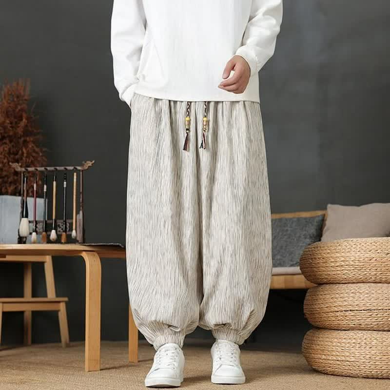 Buddha Stones Pantaloni lunghi da uomo autunnali casual vintage con coulisse, modello harem con tasca - Biancheria - comune - US/UK/AU48, EU58 (6XL) - image 19
