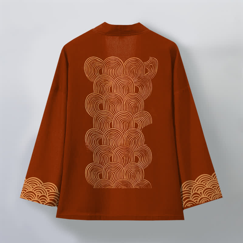 Buddha Stones Kimono da uomo in cotone con motivo a mezzaluna e apertura frontale. - image 2