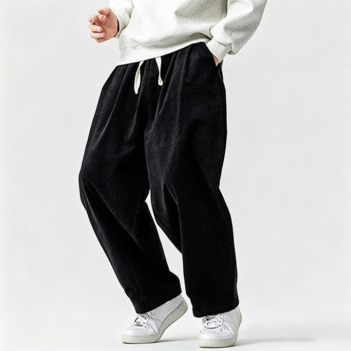 Buddha Stones Pantaloni lunghi da uomo a tinta unita, stile vintage, con coulisse, per autunno/inverno, modello affusolato con tasca. - image 17
